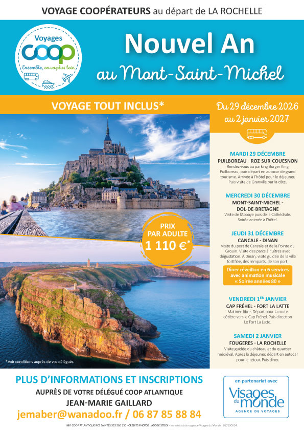 Nouvel an au Mont-Saint-Michel - Voyage Coop au départ de La Rochelle