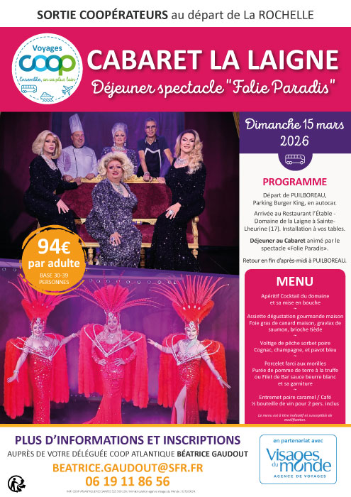 Sortie coopérateurs au cabaret de La Laigne au départ de La Rochelle