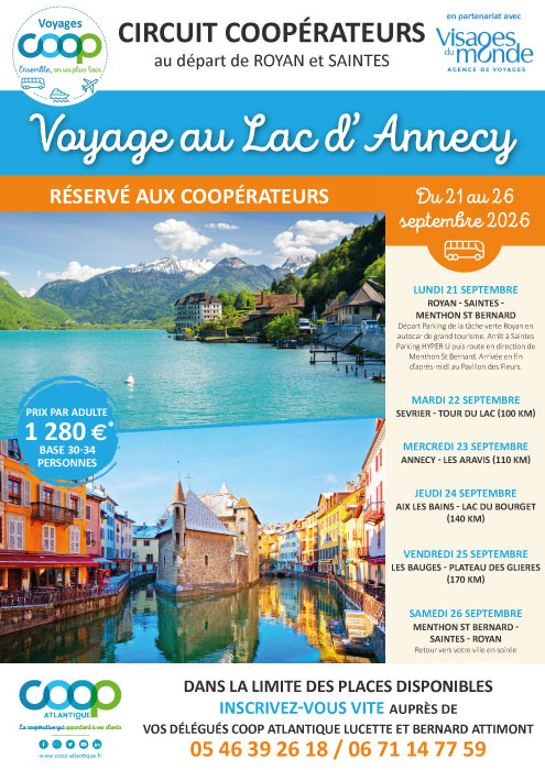Autour du lac d'Annecy - Voyage Coop au départ de Royan