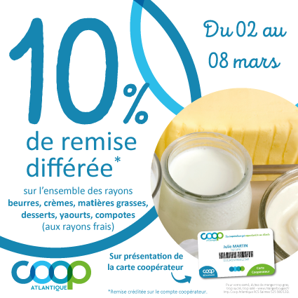 Offre cooperateurs mars 2026 - beurre, crème