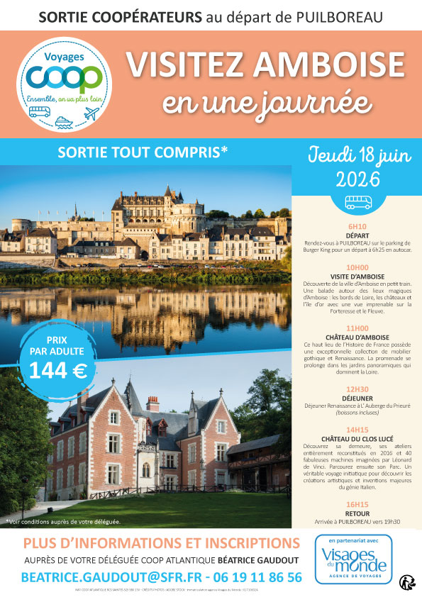 Sortie coopérateurs à Amboise au départ de Puilboreau