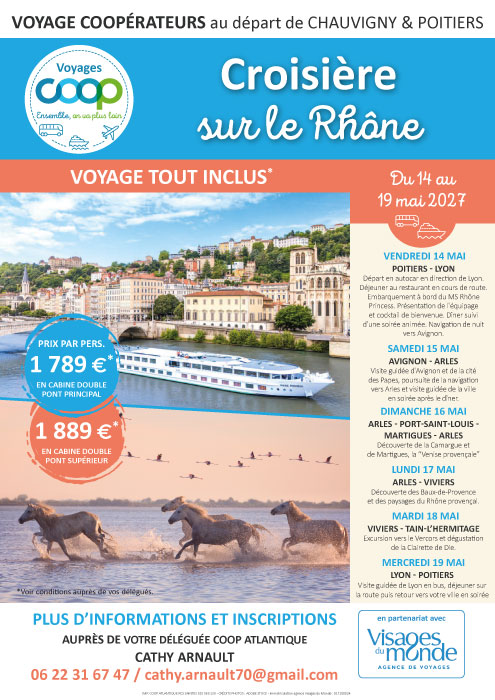 Croisière sur le Rhône - Voyage Coop au départ de Chauvigny et Poitiers