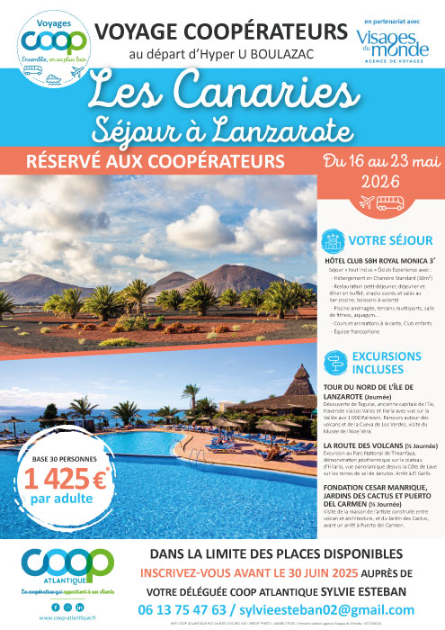 À la découverte de Lanzarote - Voyage Coop au départ de Boulazac