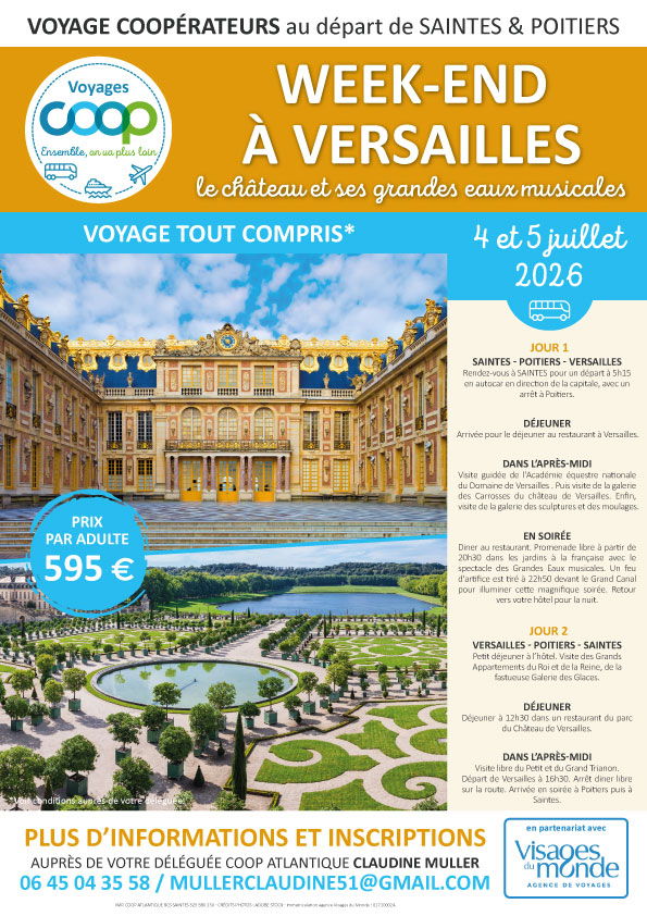 Week-end à Versailles - Voyage Coop au départ de Saintes et Poitiers
